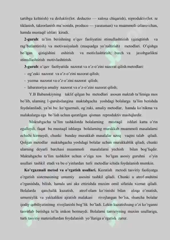 TASVIRIY FAOLIYATGA O‘RGATISHNING METOD VA USULLARI 2