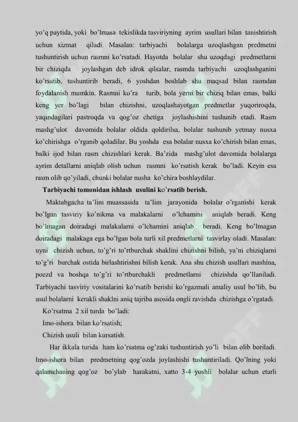 TASVIRIY FAOLIYATGA O‘RGATISHNING METOD VA USULLARI 6