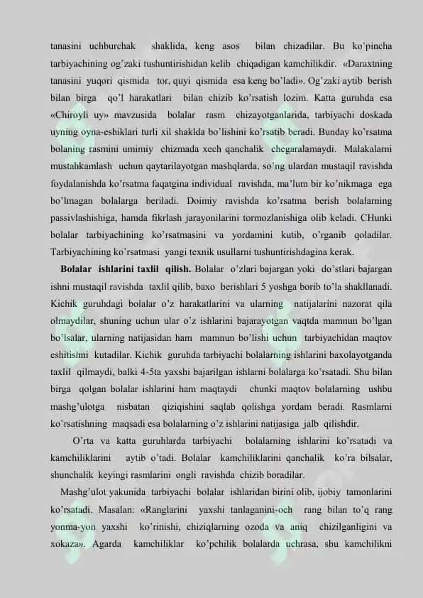 TASVIRIY FAOLIYATGA O‘RGATISHNING METOD VA USULLARI 8