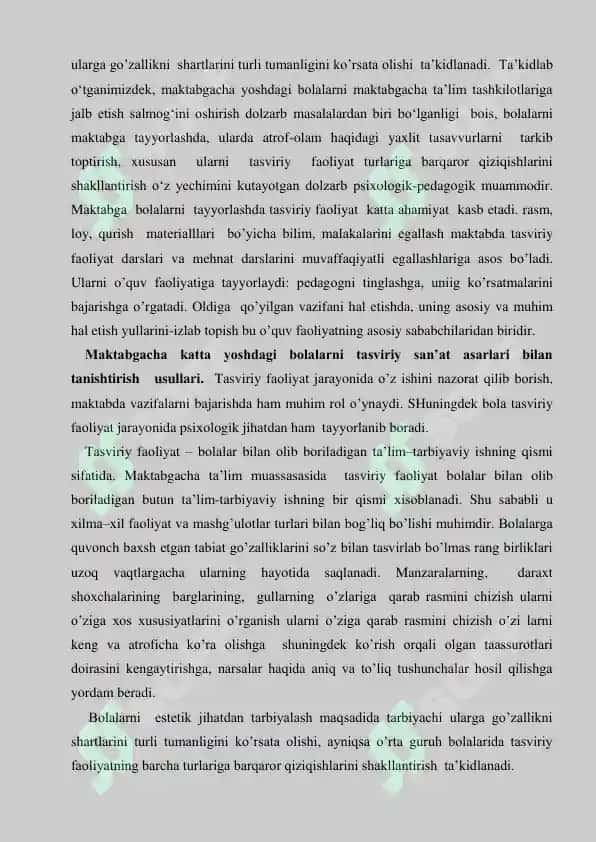 Maktabgacha yoshdagi bolalarni tasviriy san’at asarlari bilan tanishtirish 3