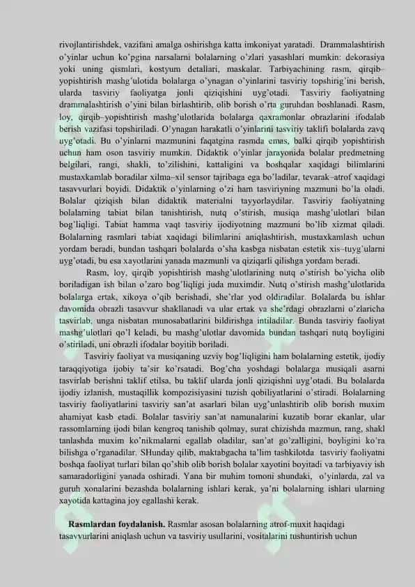 Rasm, loy, applikatsiya va qurish - yasash ishlarining o‘yin bilan bog’liqlik 2