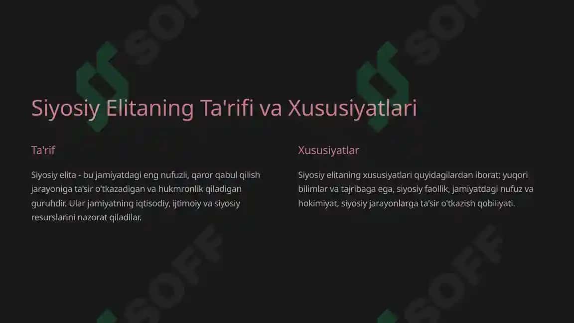 Siyosiy Elita va Siyosiy Yetakchilik Sotsiologiyasi 2