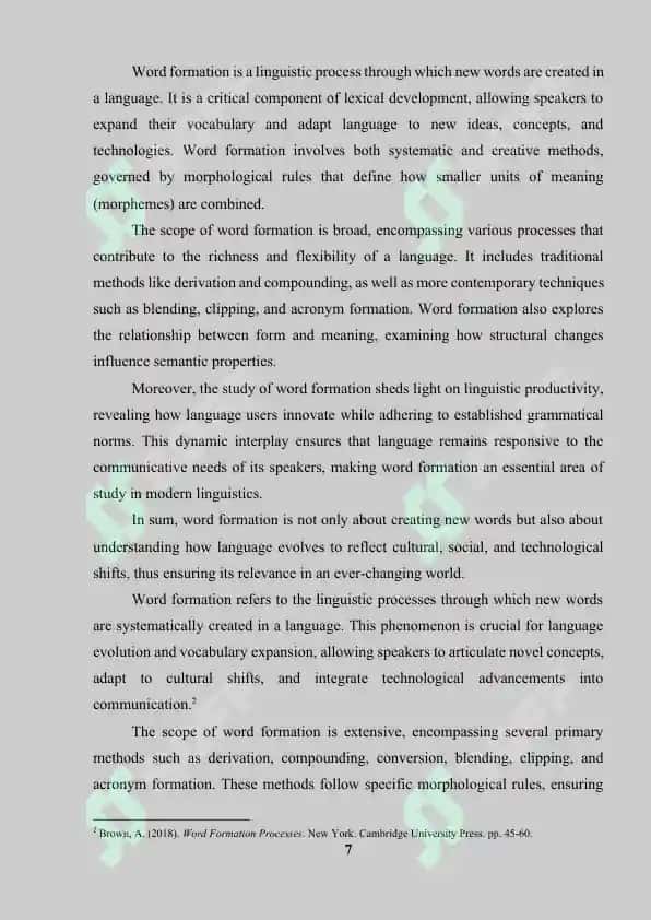 "Word Formation in English" 8
