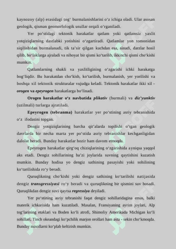 Geotektonik va geomorfologiya elementlari. Tektonik harakatlar 2