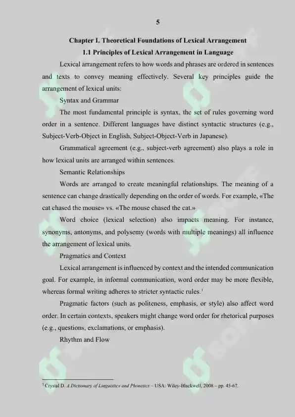 "The arrangement of the selected lexical units" 6