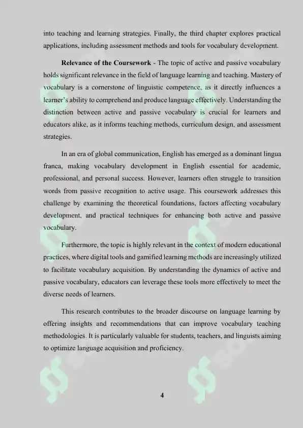 Course Work on "Active and Passive Vocabulary in English" 4