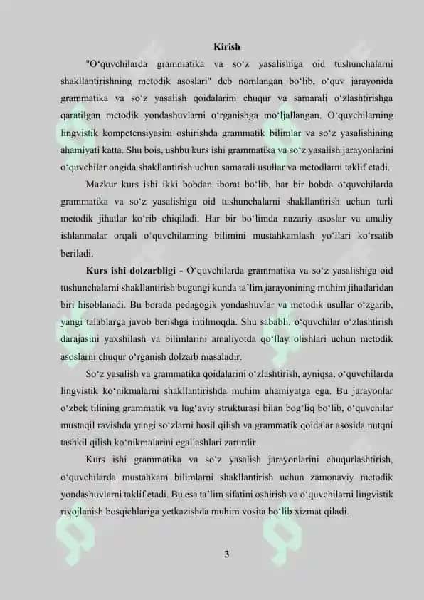 O‘quvchilarda grammatika va so‘z yasalishiga oid tushunchalarni shakllantirishning metodik asoslari 3