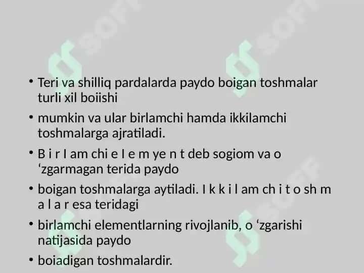 Teri kasalliklari. Morfologik elementlar. birlamchi va ikkilamchi. 3