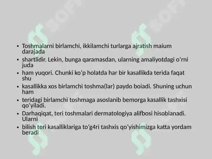 Teri kasalliklari. Morfologik elementlar. birlamchi va ikkilamchi. 5