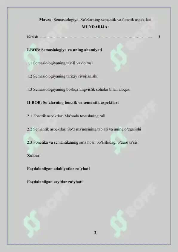 Semasiologiya: Soʻzlarning semantik va fonetik aspektlari 2