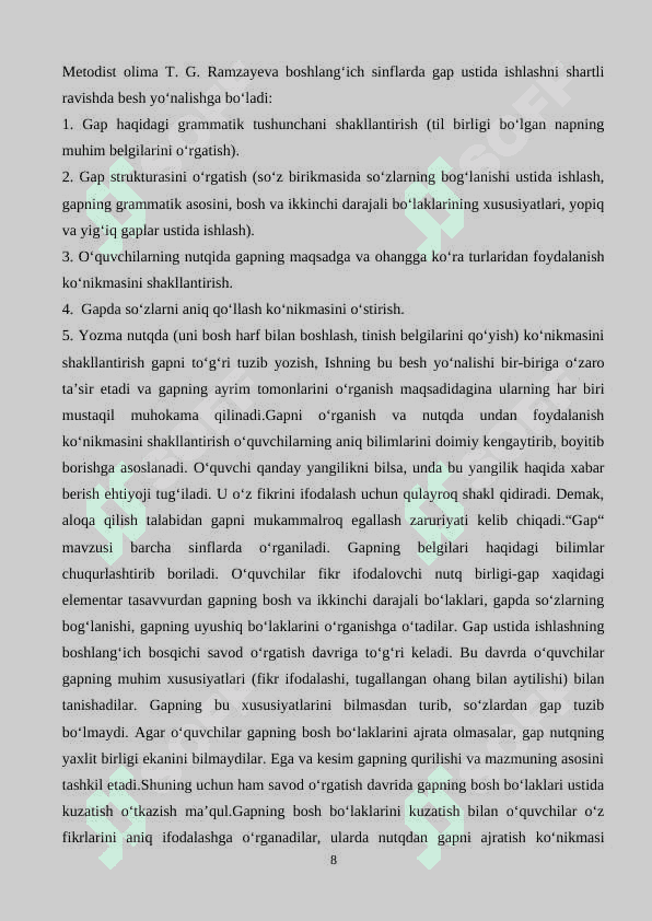 Savod oʻrgatish davrida gap ustida ishlash 8