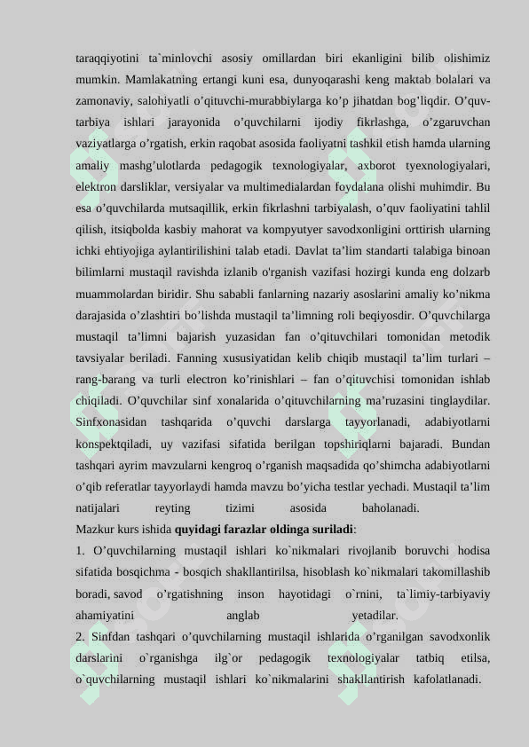 Savod oʻrgatish darslarida oʻquvchilarning mustaqil ishlarini tashkil etish 4