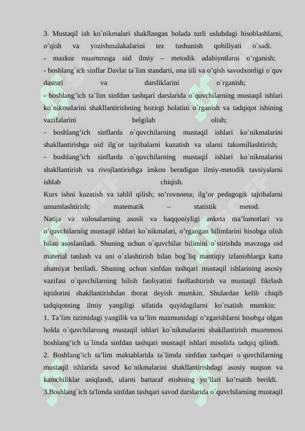 Savod oʻrgatish darslarida oʻquvchilarning mustaqil ishlarini tashkil etish 5