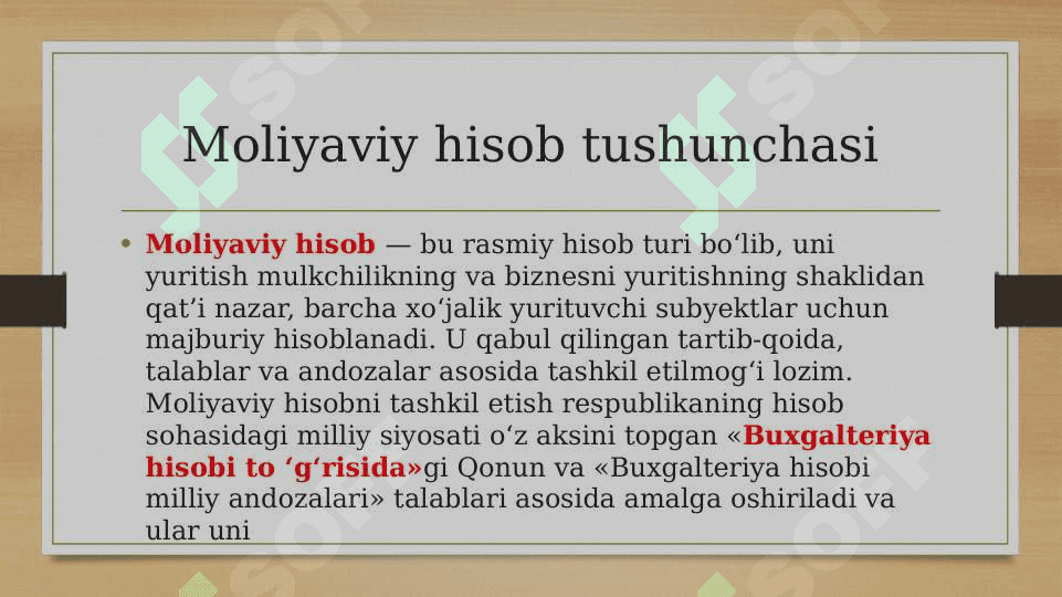 Moliyaviy hisob yuritish va hisobotni tuzishni tashkil qilish 3