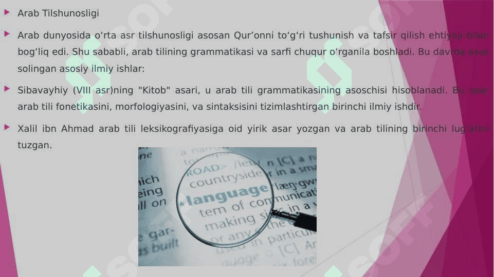 Oʼrta asrlar tilshunosligi (Arab, O’rta Osiyo, Yevropa va Rus tishunosligi) Uygʼonish davri tilshunosligi 3