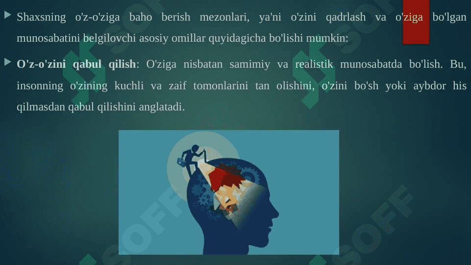 Shaxsning o'z - o'ziga baho berish mezonlari. 3