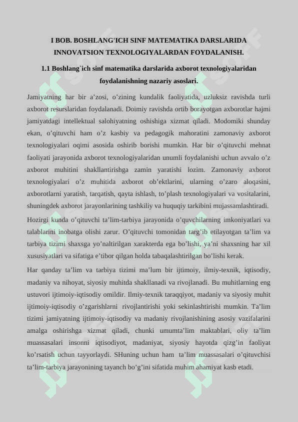 BOSHLANGʻICH SINF MATEMATIKA DARSLARIDA INNOVATSION TEXNALOGIYALAR 5
