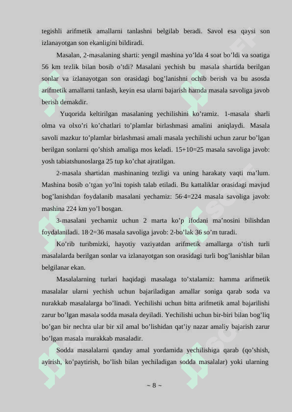 1_SINF OʻQUVCHILARGA SAODDA MASALALARNI OʻRGATISH METODIKASI 8