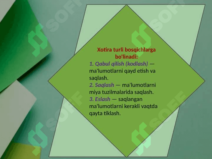 Xotira va uning nerv fiziologik asosi 3