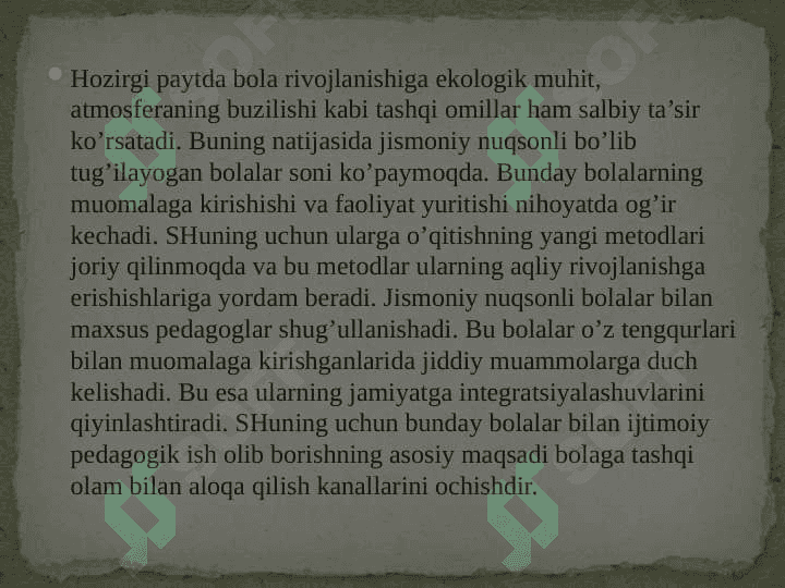 BOLALIK–INSONNING IJTIMOIY HAYOT ME'YORLARINI EGALLAY BOSHLASH DAVRI 3