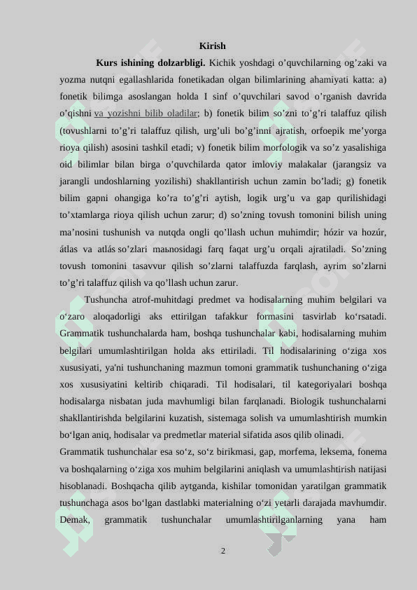 UNLI VA UNDOSH TOVUSHLARNI OʻRGANISHDA ORFOGRAFIK MASHQLARNI TASHKIL ETISH 2
