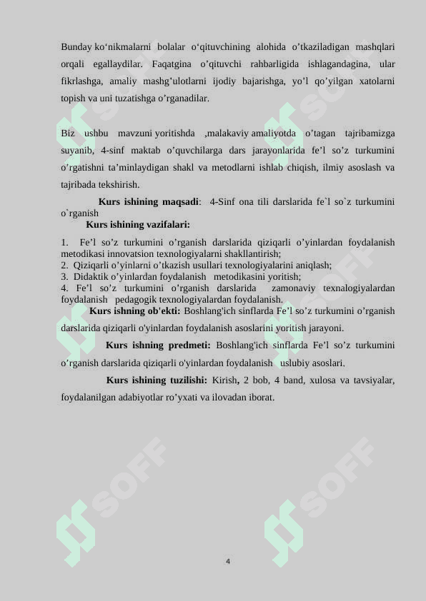 4_SINF ONA TILI DARSLARIDA FEʼL SOʻZ TURKUMINI OʻRGANISH 4