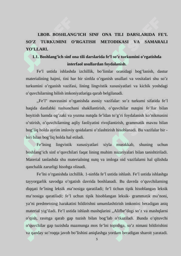 4_SINF ONA TILI DARSLARIDA FEʼL SOʻZ TURKUMINI OʻRGANISH 5