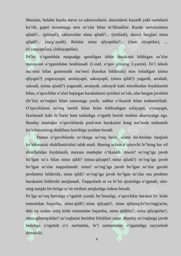 4_SINF ONA TILI DARSLARIDA FEʼL SOʻZ TURKUMINI OʻRGANISH 6