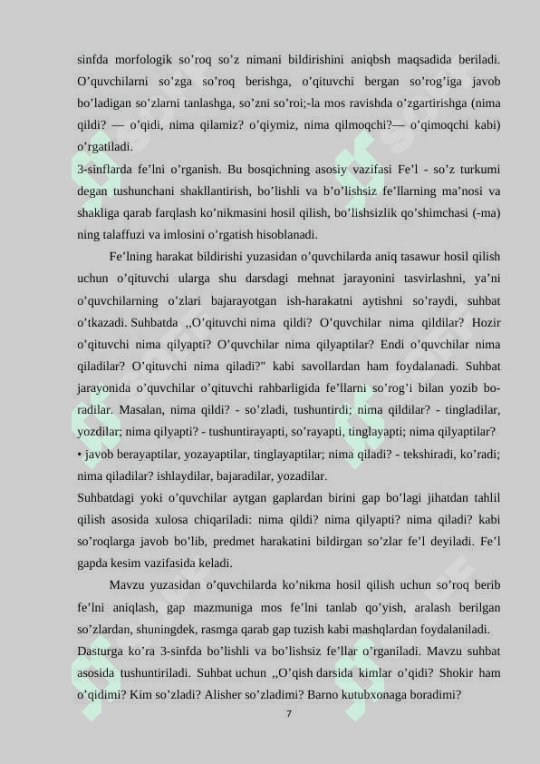 4_SINF ONA TILI DARSLARIDA FEʼL SOʻZ TURKUMINI OʻRGANISH 7