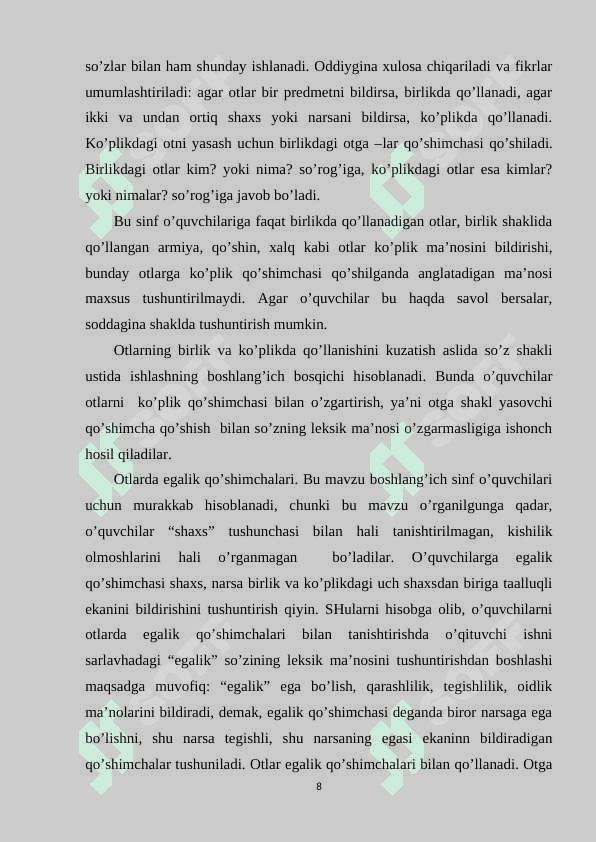 BOSHLANGʻICH SINFLARDA OT MAVZUSINI OʻRGANISH 8