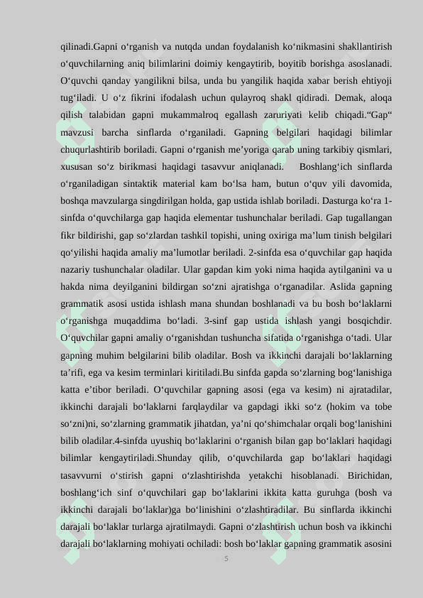 Boshlangʻich sinflarda gap mavzusini oʻrganish metodikasi 5