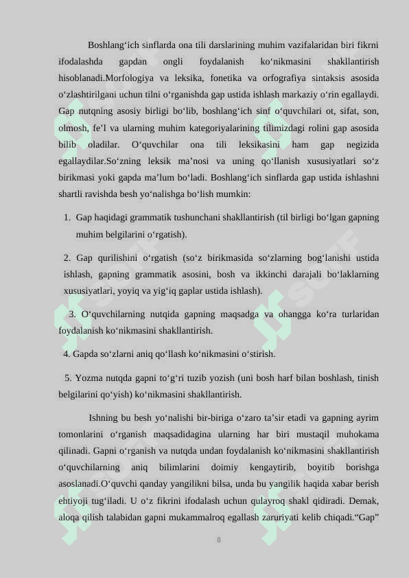 Boshlangʻich sinflarda gap mavzusini oʻrganish metodikasi 8