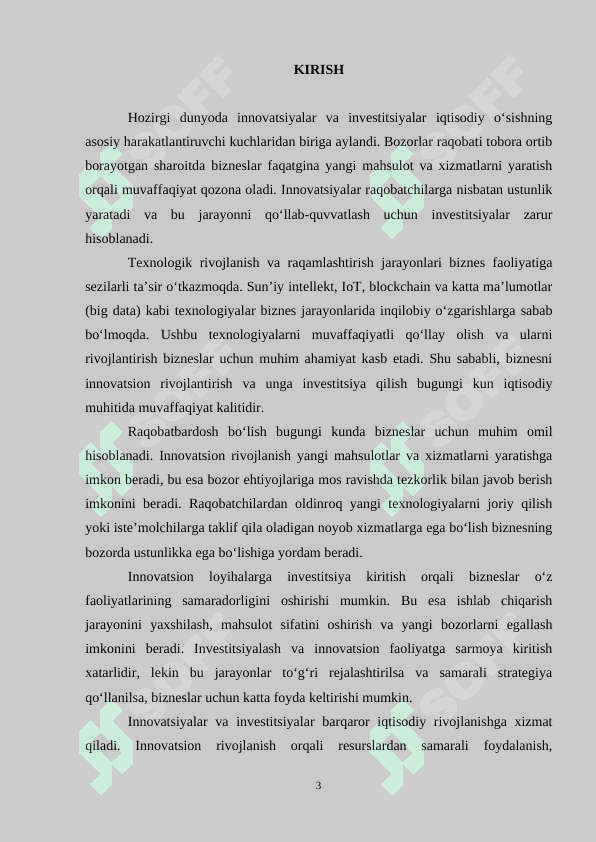 Biznesni innovatsion rivojlantirish va investitsiyalashning nazariy asoslari 3