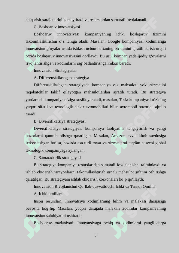 Biznesni innovatsion rivojlantirish va investitsiyalashning nazariy asoslari 7