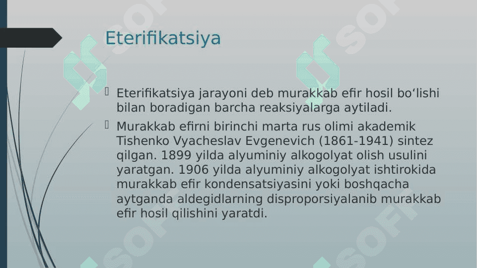 Eterifikatsiya reaksiyalari asosida olinadigan dori preparatlari 2