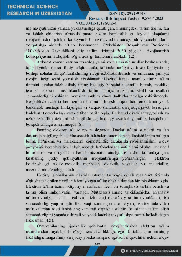 “AMALIY EKONOMETRIKA” FANIDAN ELEKTRON O‘QUV RESURSINI YARATISH. 2