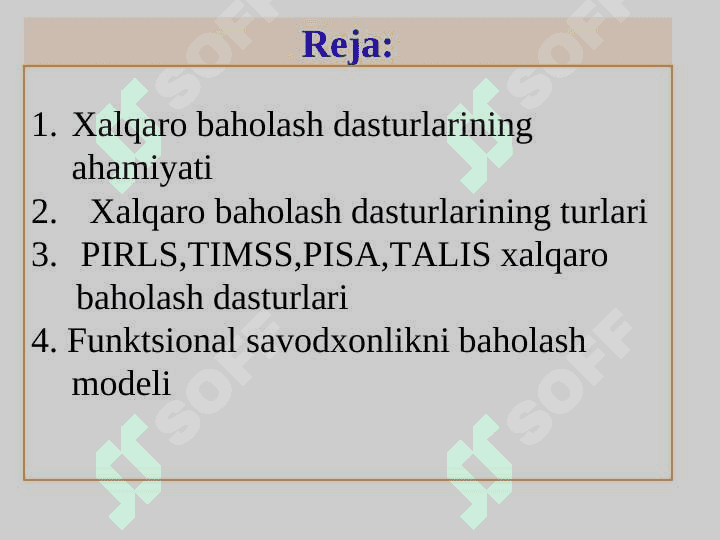 PIRLS,TIMSS,PISA,TALIS xalqaro baholash dasturlarida ishtirok etishga tayyorlashda axborot texnologiyalaridan foydalanish 2