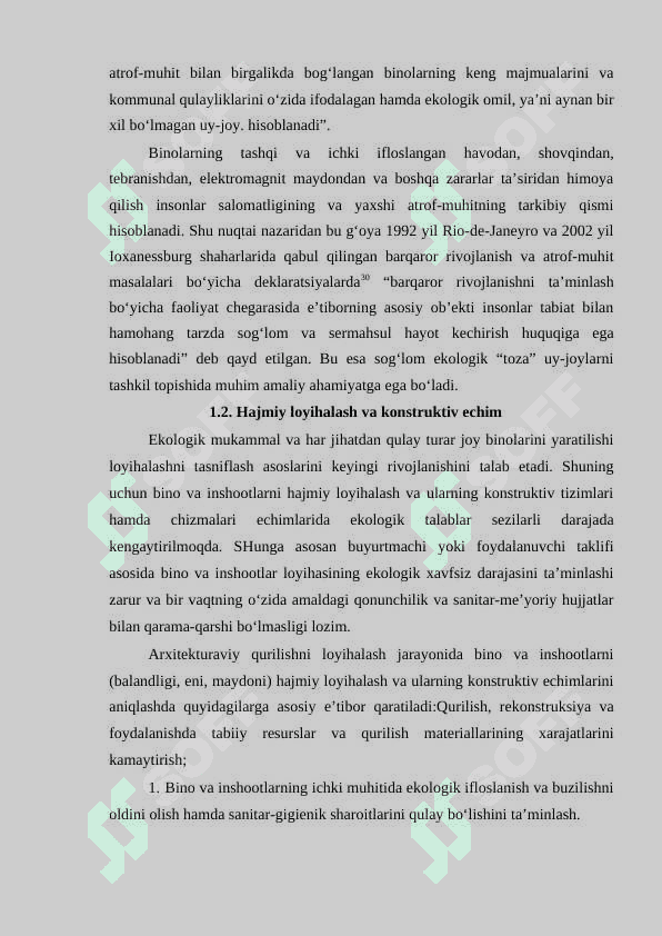 Bino va inshootlarning ekologik xafvsizligi. 3