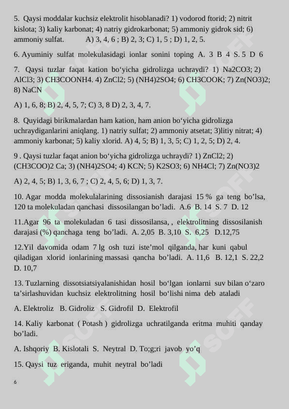 11-sinf nazorat ishi kimyo 2024 6