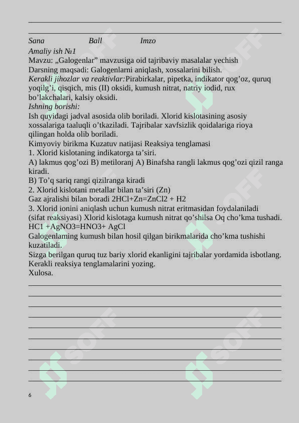 8-sinf nazorat ishi kimyo 2024 6