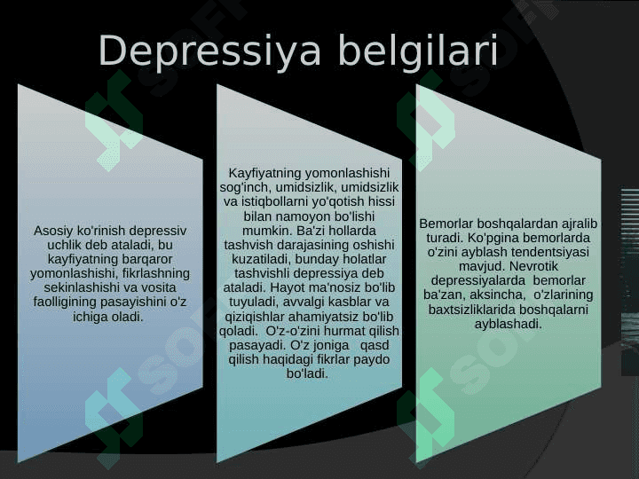 Depressiya va unga xos belgilar. Depressiv va deviant xulq-atvor 4