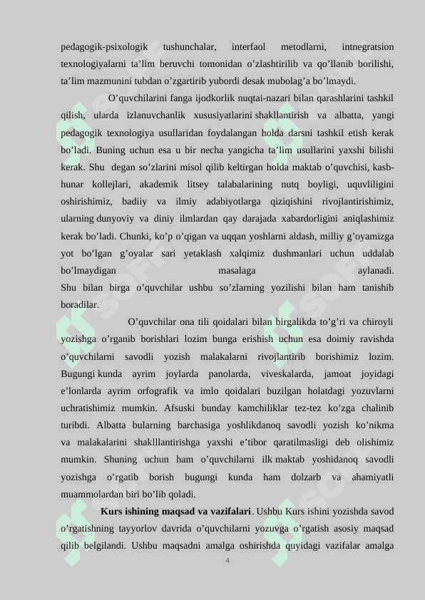 OʻQUVCHILARNI SAVODLI YOZISHGA OʻRGATISH 4