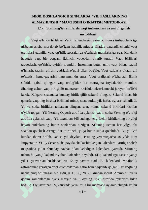 BOSHLANGʻICH SINFLARDA YIL FASLLARNING ALMASHINISHI MAVZUNI OʻRGATISH 4