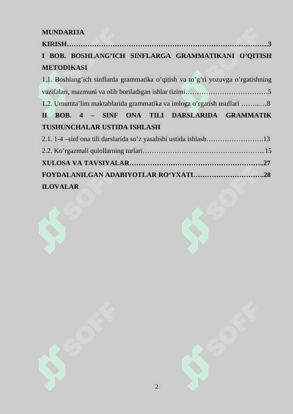 BOSHLANGʻICH SINFLARGA GRAMMATIKANI OʻQITISH METODIKASI 2