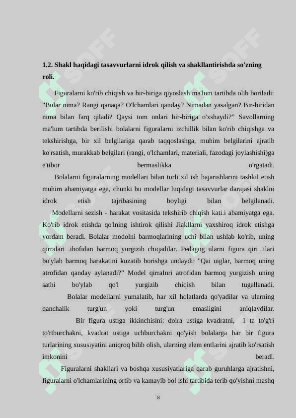 TAYOQCHALARDAN FIGURALAR HOSIL QILISH GEOMETRIK SHAKLLAR RASMNI CHIZISH DIDAKTIK OʻYINLAR TEXNALOGIYASI 8
