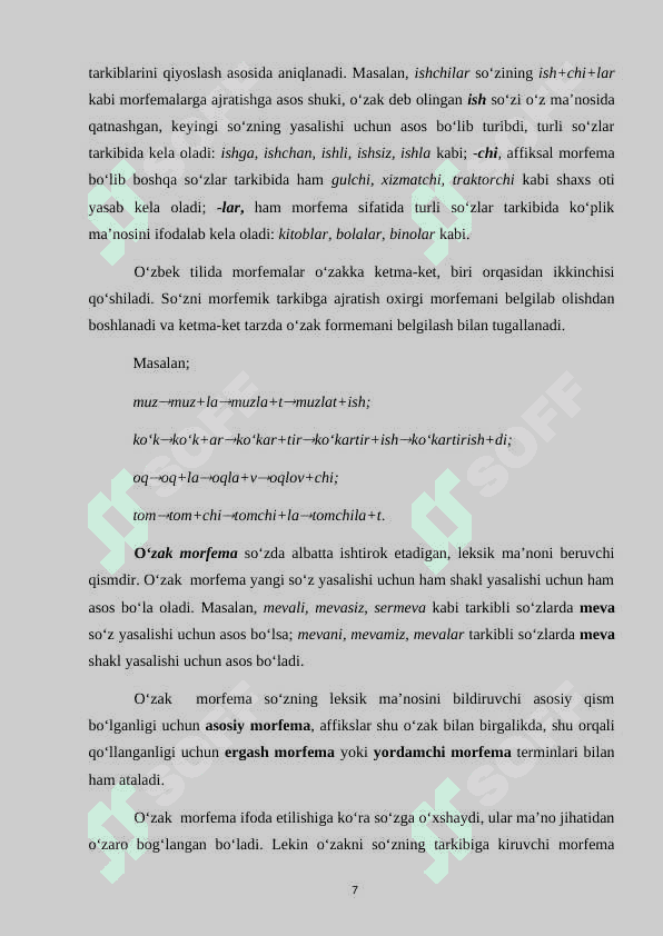 BOSHLANGʻICH SINFLARDA SOʻZNING MORFEMIK TARKIBINI OʻRGATISH 7