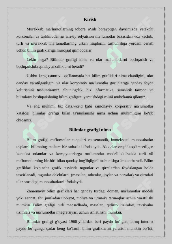 Bilimlarni tasvirlash modellari: to`rli. 3