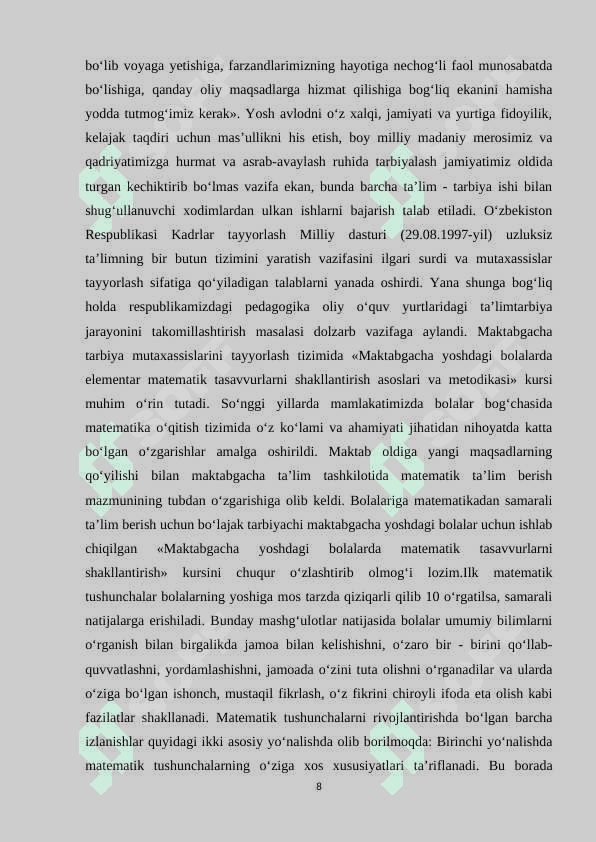 MAKTABGACHA YOSHDAGI BOLALARNI MATEMATIKA OʻRGATISHDA SANASH VA SANASHNING TURLI TIZIMLARI 8