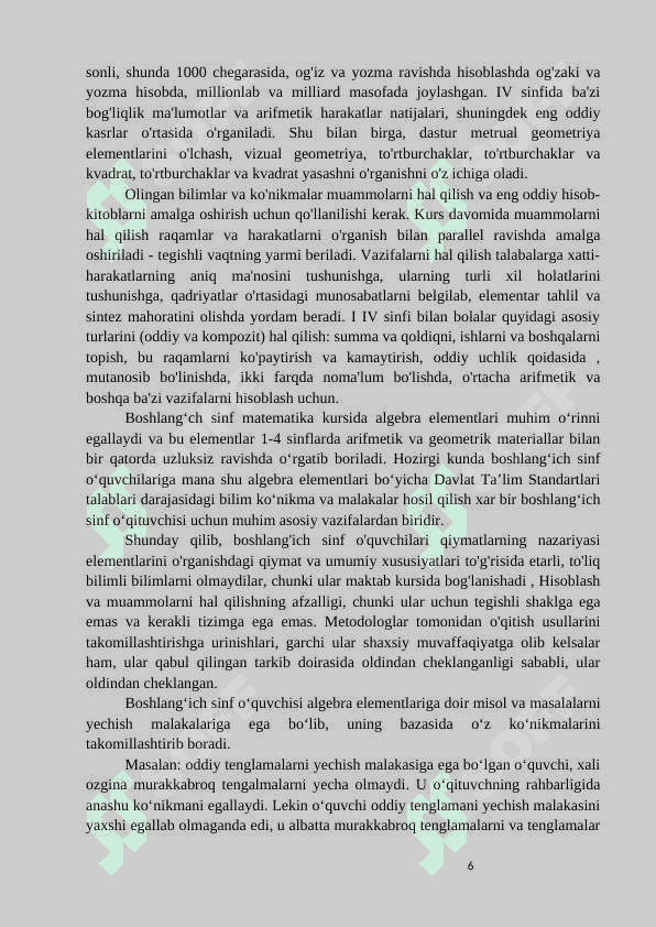 4_SINF OʻQUVCHILARIGA ALGEBRALIK MATERIALLARNI OʻRGATISH METODIKASI 6