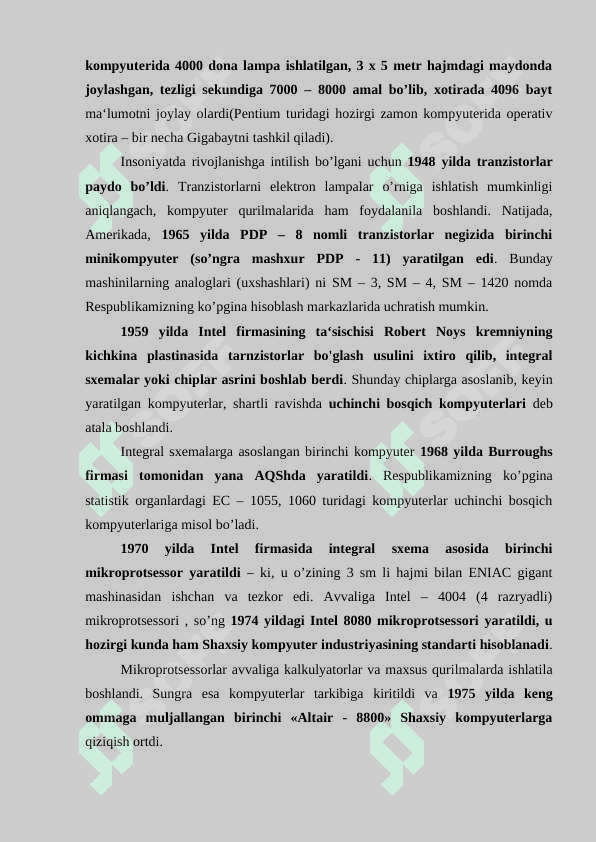 ZAMONAVIY KOMPYUTERLARNING ARXITEKTURASINING RIVOJLANISH TENDENTSIYASI. 6